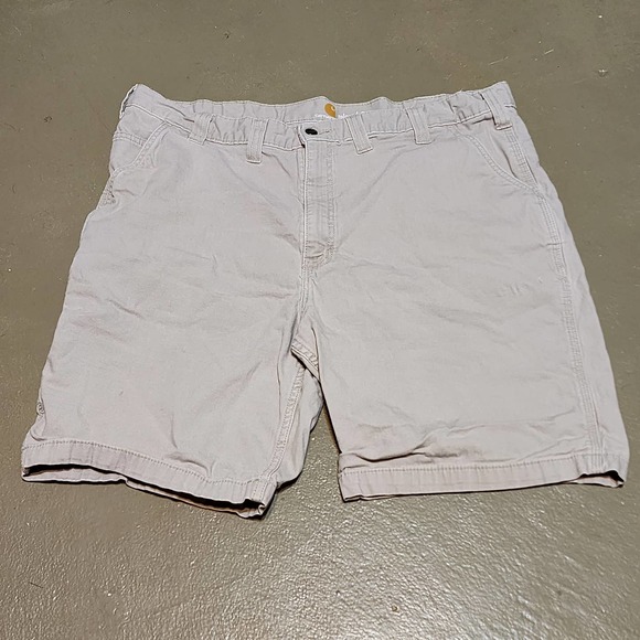 Men's Carhartt Rugged Flex Relaxed Fit Canvas Work Tan Short Size 44 - Picture 2 of 5